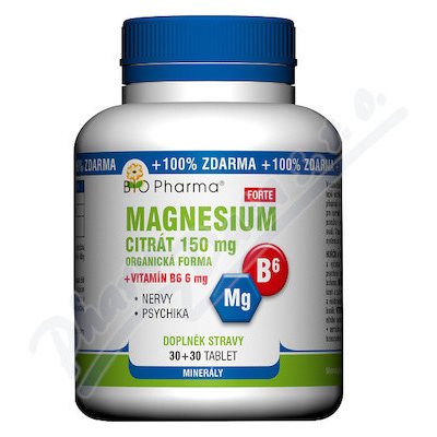 BIO Pharma Magnesium citrát Forte 150 mg+vit.B6 6 mg 60 tablet