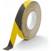 Stavební páska FLOMA Hazard Standard Removable Korundová snímatelná protiskluzová páska 18,3 m x 2,5 cm x 0,7 mm černožlutá