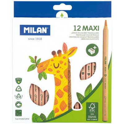 Milan Maxi trojúhelníkové 5 mm 12 ks + ořezávátko 451803 – Zbozi.Blesk.cz