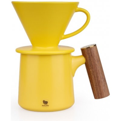 Kawio set keramický dripper s hrníčkem žlutý 450 ml