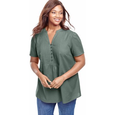 Dámská khaki zelená plátěná košile A2012 – Zboží Mobilmania