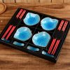 Jídelní souprava Cakesicq Sushi set blue leaf 12 ks