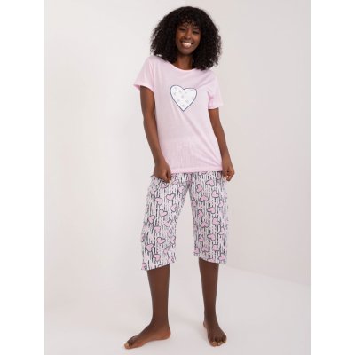 Rinda 1326.13 srdíčkové pyžamo s 3/4 kalhotami růžové