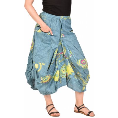 Sanu Babu dlouhá balonová sukně s potiskem, pružný pas a kapsy modrá