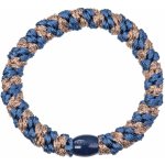 KKNEKKI Gumička do vlasů Kknekki Indigo / Taupe Glitter Stripe, modrá barva, textil – Zboží Dáma