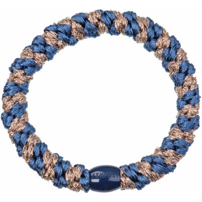 KKNEKKI Gumička do vlasů Kknekki Indigo / Taupe Glitter Stripe, modrá barva, textil – Zboží Dáma
