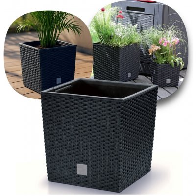 Prosperplast RATO LOW Květináč 17x17x17 cm ratan antracit – Hledejceny.cz