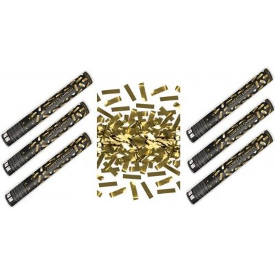 Konfety 40cm ZLATÉ METALICKÉ 6 ks PARTYKONF – Sleviste.cz