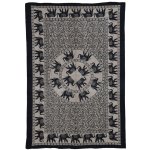 Sanu Babu přehoz na postel s tiskem Mandala sloni béžový černý tisk 202 x 140 cm – Zboží Mobilmania