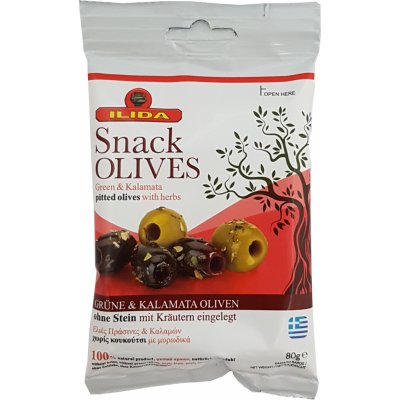 Ilidia Mix zelených a černých oliv bez pecky 80 g – Hledejceny.cz