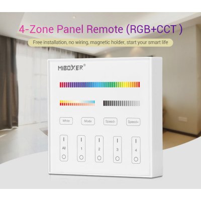 LED RGBCCT RF 2,4GHz nástěnný ovladač stmívač 2x6A