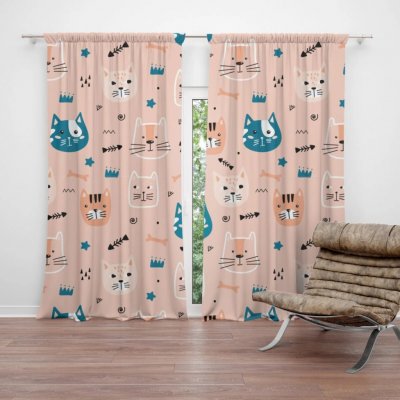 Sablio Závěs Barevné kočičky: 2ks 140x250cm – Hledejceny.cz