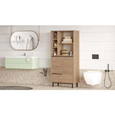 Hanah Home Bathroom Cabinet ON9C-S Walnut – Zboží Mobilmania