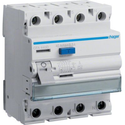 Hager CFA425D Proudový chránič 4 pól. 25 / 0,3 A A – Hledejceny.cz