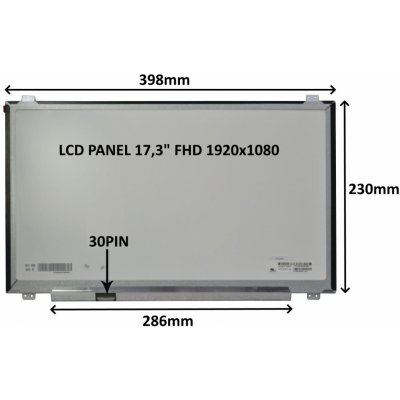 SIL LCD PANEL 17,3'' FHD 1920x1080 30PIN MATNÝ IPS / ÚCHYTY NAHOŘE A DOLE 77047910 – Zboží Mobilmania