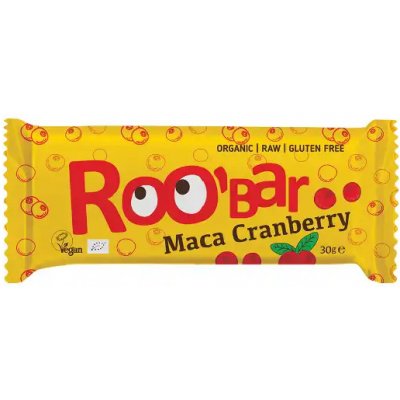 Roo´bar bio tyčinka s macou a brusinkami 30 g – Zboží Dáma