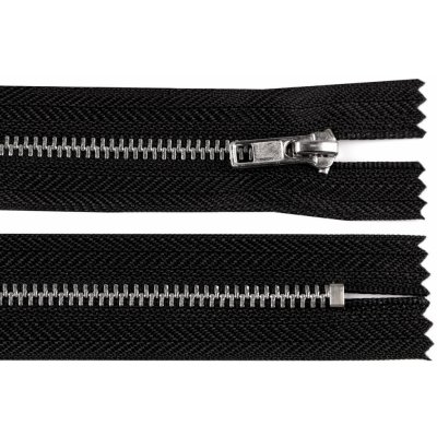 Prima-obchod Kovový zip No 3 délka 18 cm kalhotový se stříbrnými zoubky, barva 322 černá – Hledejceny.cz