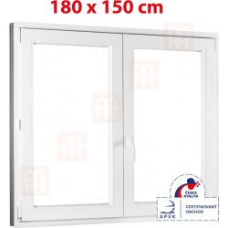 Okna Hned 180x150 cm ( 1800x1500 mm) bílé dvoukřídlé bez sloupku (štulp) pravé