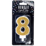 PartyDeco svíčka malá zlatá číslo 8 – Zboží Dáma