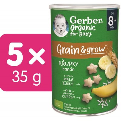 Gerber Organic křupky banánové 5x 35 g – Zbozi.Blesk.cz