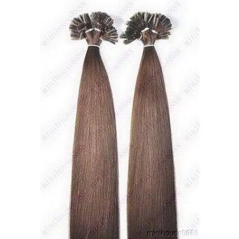 VLASY KERATIN INDIAN REMY EXTENSION 100 pramenů HNĚDÁ #04,100g, 55cm, 100% lidské vlasy k prodloužení