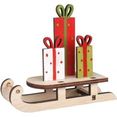 Sáně s dárky dřevěné na postavení 10,5 x 12 cm – Hledejceny.cz