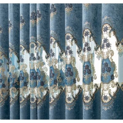 Žinylkový závěs se zavěšením grommet top - Modrý se vzorem, 250 x 250 cm – Hledejceny.cz