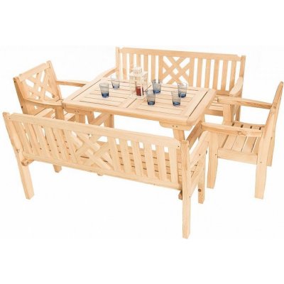 DEOKORK Masivní zahradní sestava z borovice ROMANTIC 1+2+2 (32 mm) 150 cm – Hledejceny.cz