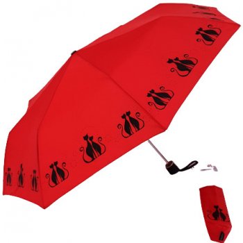 Doppler Fiberglas Kočky deštník dámský skládací manuální červený