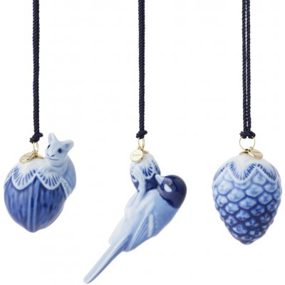 Royal Copenhagen Vánoční ozdoby Blue Collectibles Mini Ornaments set 3 ks, modrá barva, porcelán – Hledejceny.cz