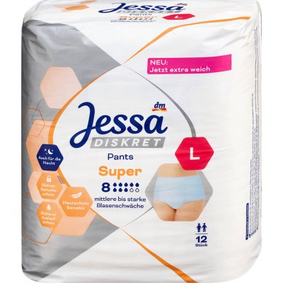 Jessa inkontinenční kalhotky Super L 12 ks – Sleviste.cz