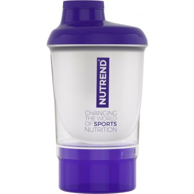 Nutrend Shaker 300 ml se zásobníkem, průhledná + fialová – Sleviste.cz