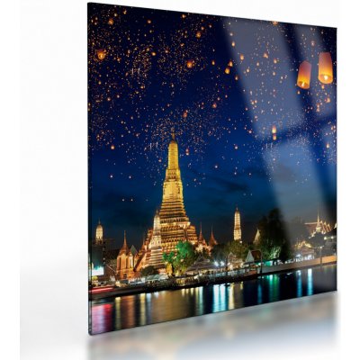 Skleněný obraz - Lampióny štěstí, Bangkok, jednodílný 30x30 cm na skle – Hledejceny.cz