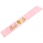 Šerpa “Bride To Be” SVĚTLE RŮŽOVÁ se zlatým nápisem, 75 cm