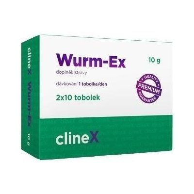 JRP Enterprise Clinex Wurm Ex 20 tablet (Doplněk stravy, který pracuje na bázi huminových kyselin, které jsou schopné vázat organické a anorganické sloučeniny biologického původu.)