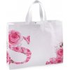 Nákupní taška a košík Prima-obchod Taška z netkané textilie s květy růže 30x40 cm 1 bílá