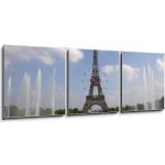 Obraz s hodinami 3D třídílný - 150 x 50 cm - The Eiffel tower from Trocadero in Paris Eiffelova věž z Trocadéra v Paříži – Zbozi.Blesk.cz