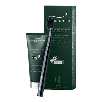 Swiss Smile Vitalizing Herbal zubní pasta 75 ml + zubní kartáček Sensitive-Soft Green 1 ks dárková sada