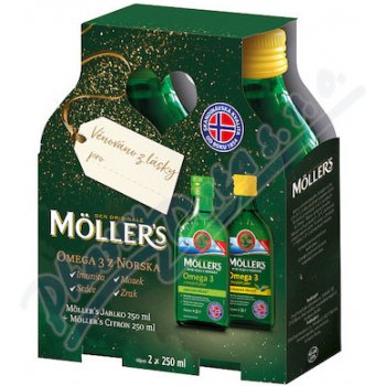 MÖLLER´S Omega 3 Citron 250 ml + Omega 3 Jablko 250 ml DÁRKOVÉ balení