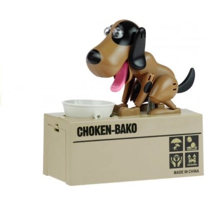 Interaktivní psí pokladnička hnědá s flíčky – Zboží Dáma