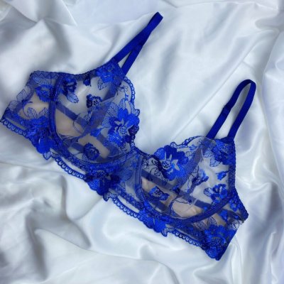 Podprsenka a tanga z modré krajky – Zboží Mobilmania