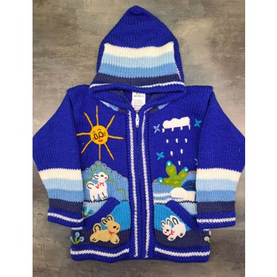 Dětský ručně vyšívaný svetr v Peru modrý – Zboží Dáma