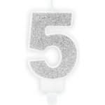 PartyDeco Narozeninová svíčka 5 stříbrná 7 cm – Zboží Dáma PartyDeco Narozeninová svíčka 5 stříbrná 7 cm – Zboží Dáma