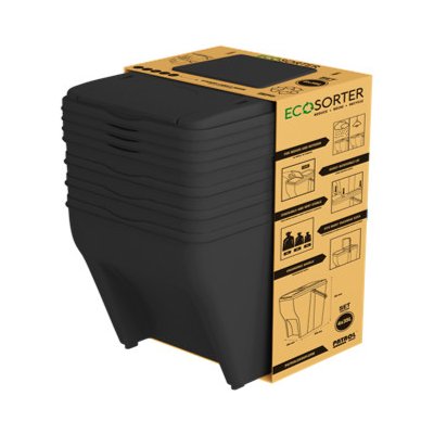 Ecosorter na tříděný odpad sestava 3 x 25 l antracit