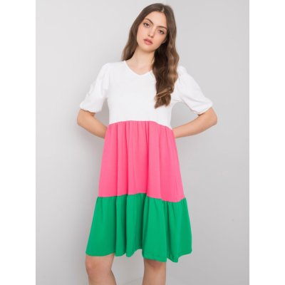 Ležérní šaty Kylie KYLIE SK-6764.64 bílá růžová zelená – Zboží Mobilmania