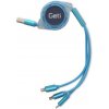 usb kabel Geti GCU 03 USB 3v1 samonavíjecí, modrý