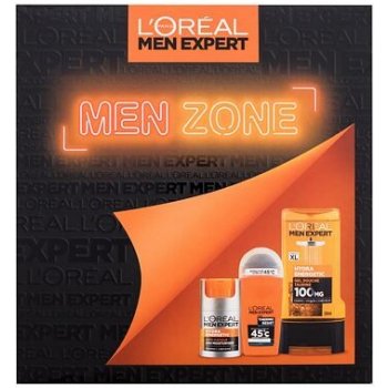 L’Oréal Paris Men Expert hydratační krém proti známkám únavy 50 ml + antiperspirant roll-on 50 ml + stimulující sprchový gel 300 ml