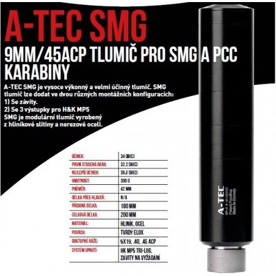 A-TEC SMG 9mm Luger na závit M15x1mm – Zboží Dáma