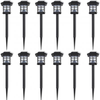41161 vidaXL Venkovní solární LED lampa s hrotem, sada 12 ks, 8,6 x 38 cm – Sleviste.cz