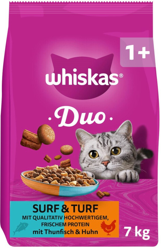 Whiskas 1+ Duo Surf & Turf tuňák a kuřecí 2 x 7 kg